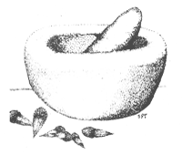 Stome mortar with pestle and acorns